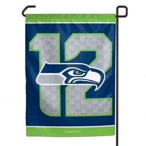 SEATTLE SEAHAWKS 12 LOGO SMALL GARDEN FLAG New in pkg